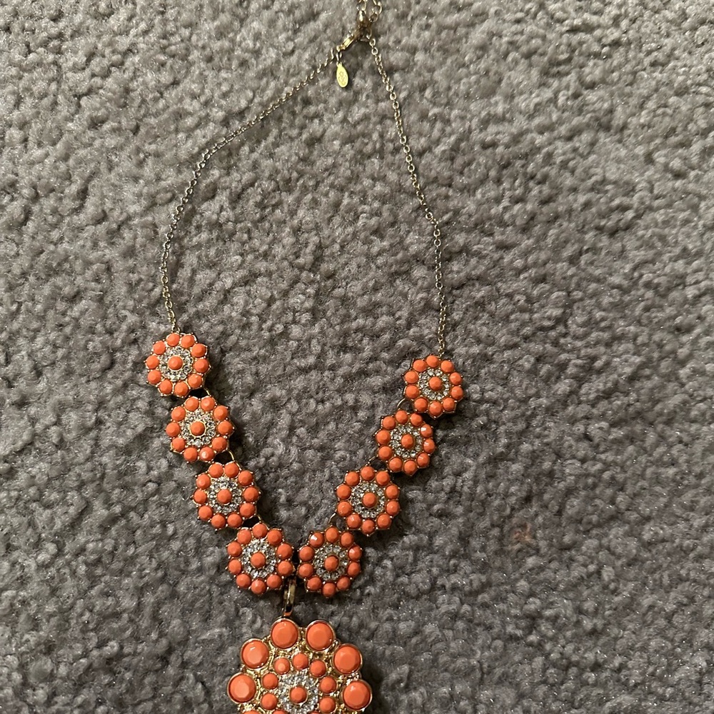 Elegant Orange Floral Necklace.